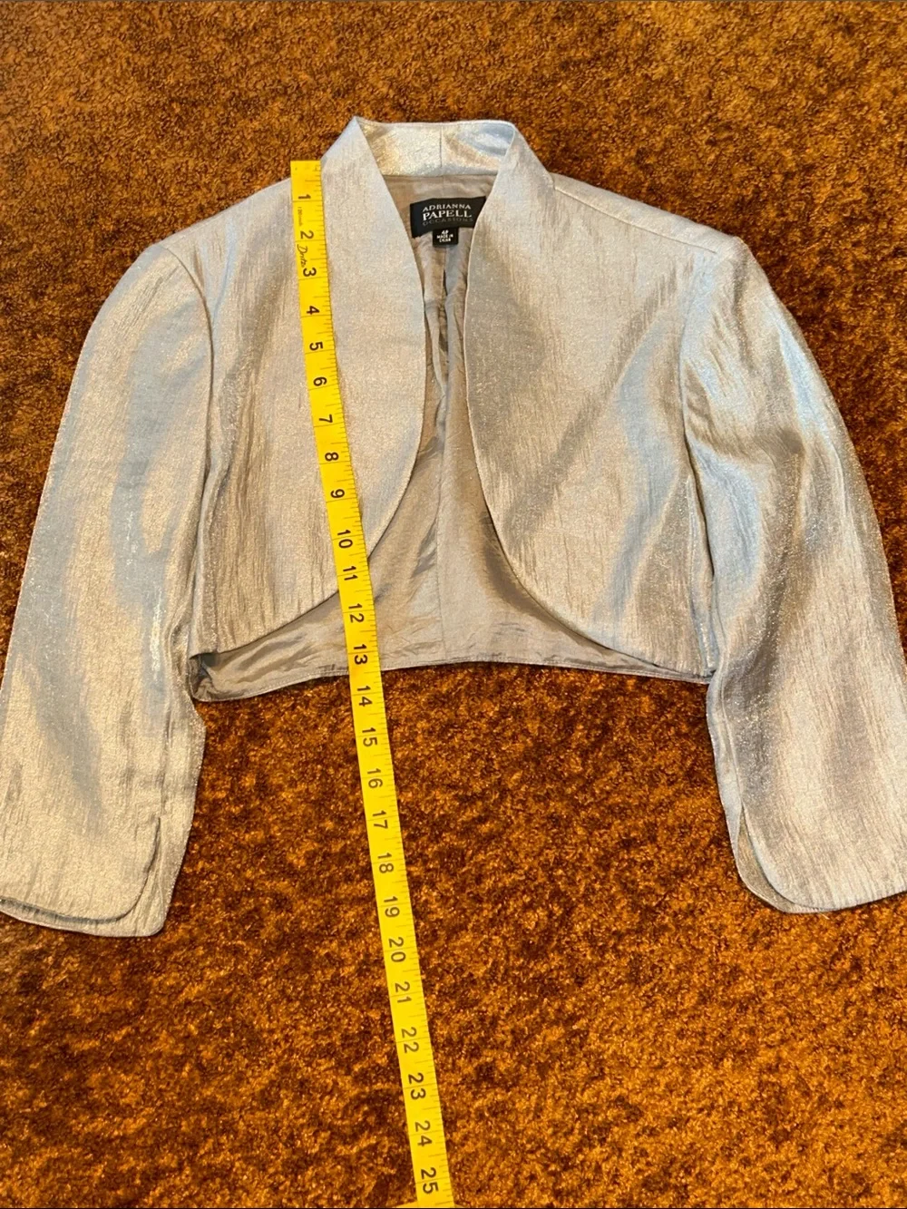 Adrianna Papell Silver Cropped Bolero Jacket - Picture 2 of 9